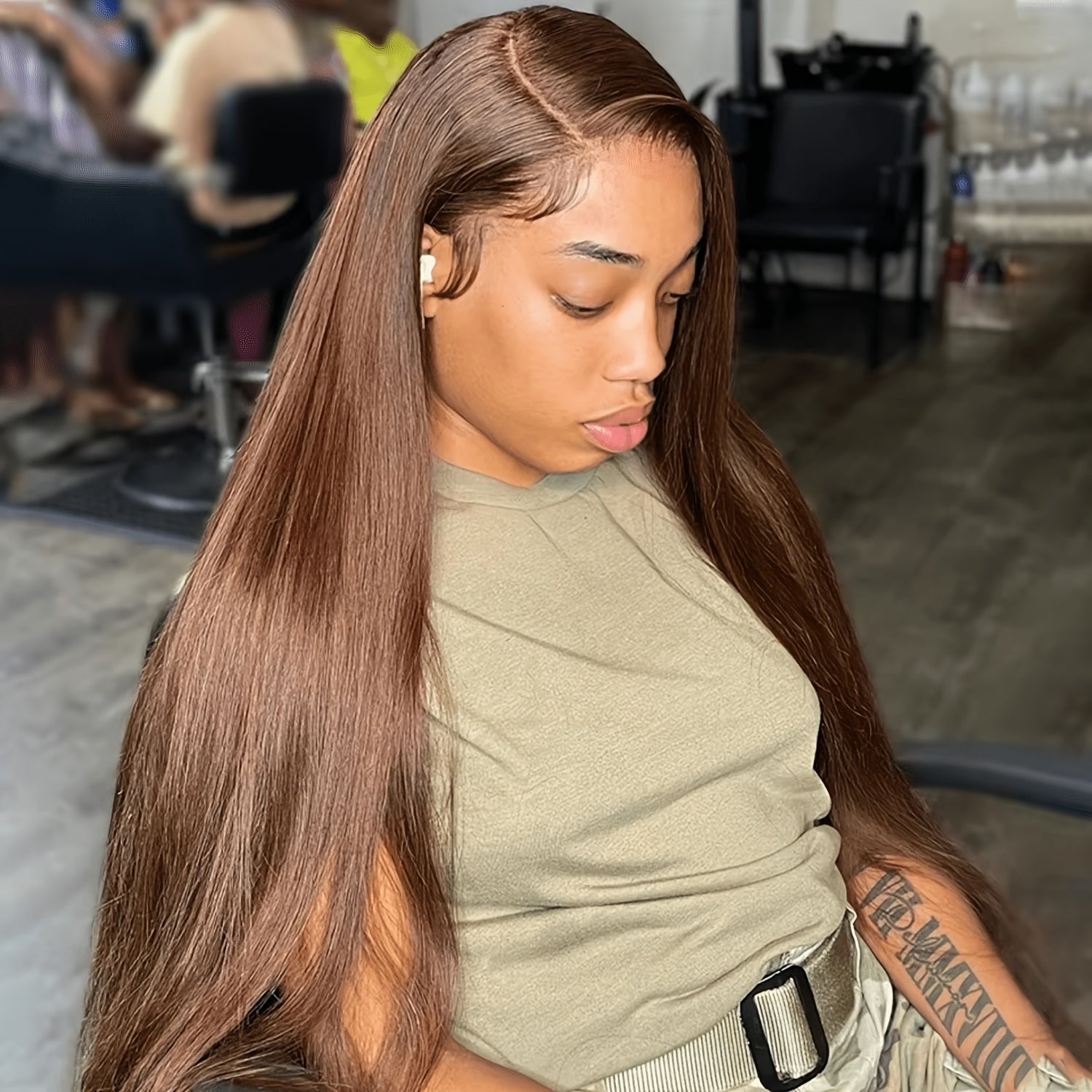 Chocolate Brown 13x6 HD Transparent Lace Front Wigs Human Hair With Baby Hair 180 Density Straight Glueless Wigs Pre Plucked Hairline 4# Brown Color